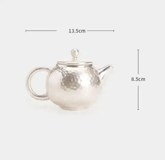 Luxury 999 Pure Silver Gilded Teapot