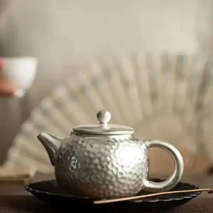 Luxury 999 Pure Silver Gilded Teapot