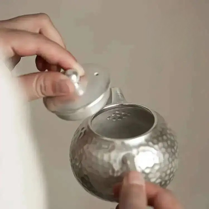 Luxury 999 Pure Silver Gilded Teapot