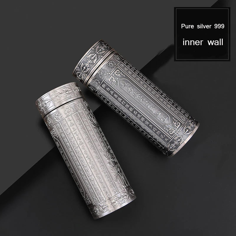 S999 Sterling Silver Leak-Proof Vacuum Bottle