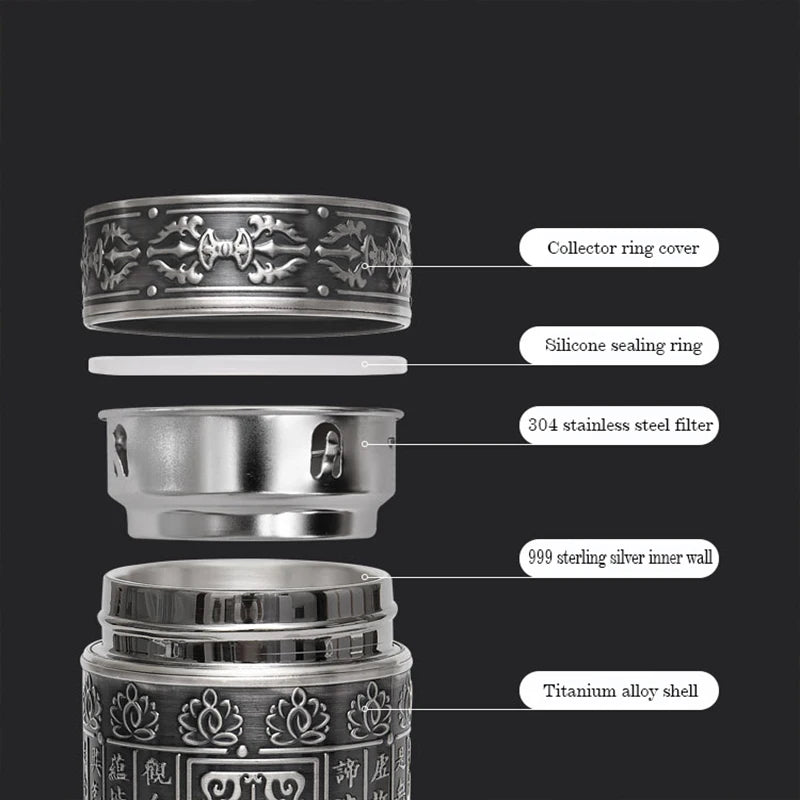 S999 Sterling Silver Leak-Proof Vacuum Bottle