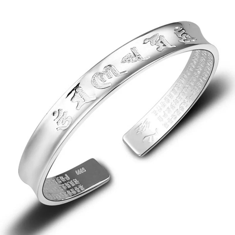 Silver Six-Character Mantra Bracelet