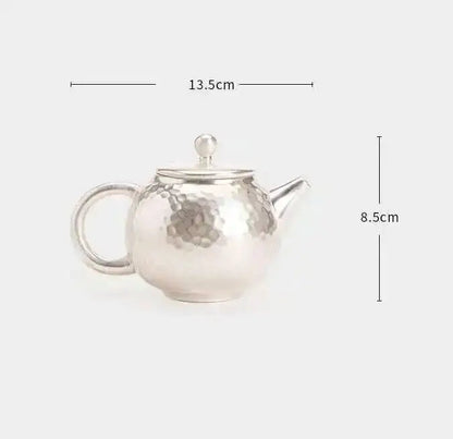 Luxury 999 Pure Silver Gilded Teapot