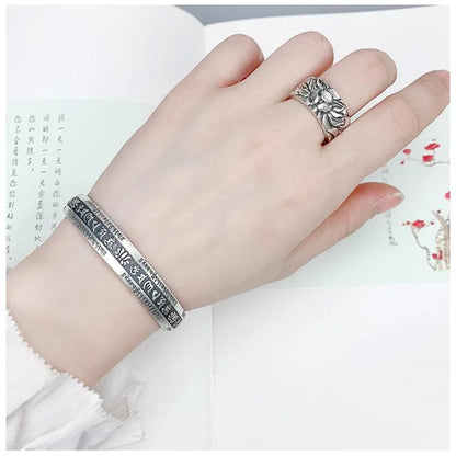 S999 Six-Word Mantra Silver Bracelet