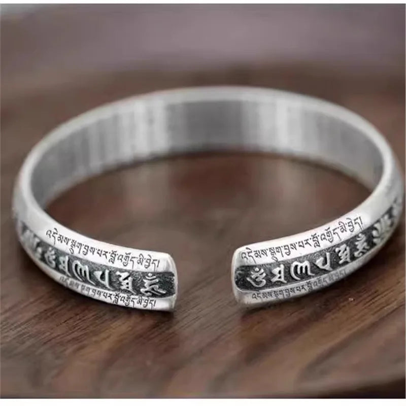 S999 Six-Word Mantra Silver Bracelet